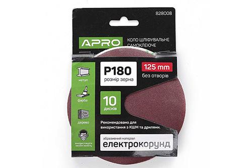 Коло шліфувальне на липучці Apro P180 125 мм 10 шт./уп.